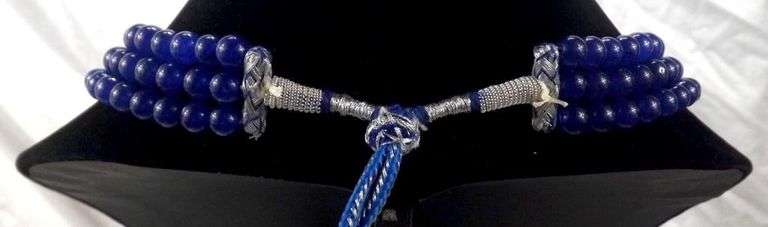 Gorgeous Natural 663 Ctw Natural Blue Sapphire 3 Strand Necklace