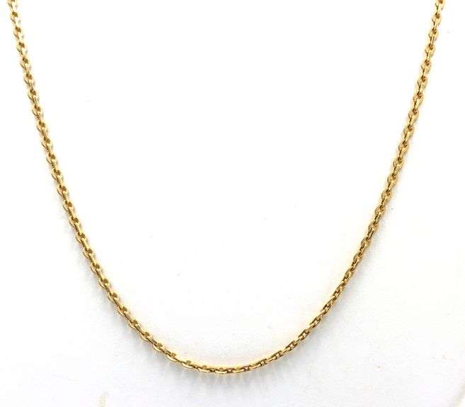 Sturdy 14K YG Textured Oval Link Necklace