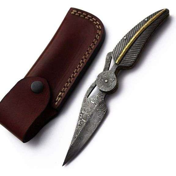 Handmade Damascus Folding Pocket Knife