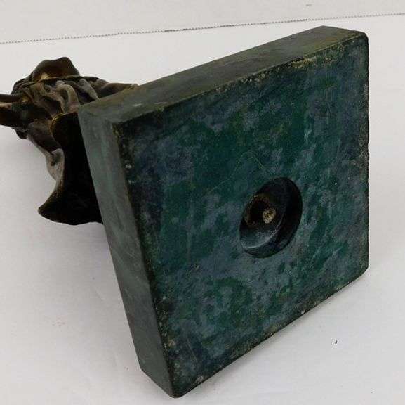 Vintage Bronze Girl with Blindfold Sculpture