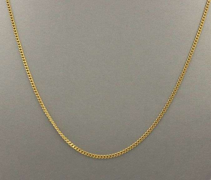 19kt Yellow gold 2mm curb link chain necklace