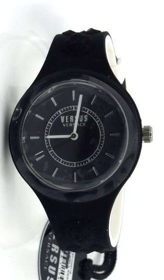 Versace by Versus fire Island white and black quartz rubber band watch