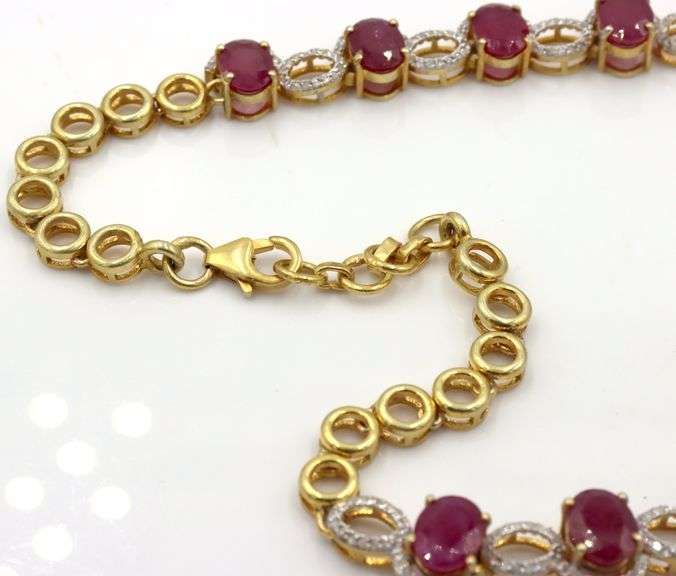Inspiring Brand New European 40.00CTW Oval Emerald -Cut Rubies & 3.00CTW Diamond Necklace in 14K Yel
