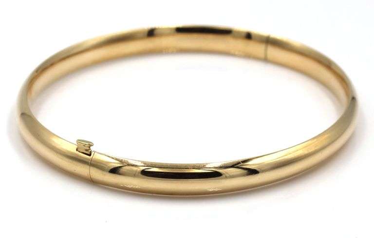 Useful 14K YG Plain Opening Bangle