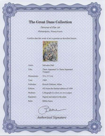 Highly Collectible and Rare Salvador Dali Original Lithograph from the 'Biblia Sacra' Suite