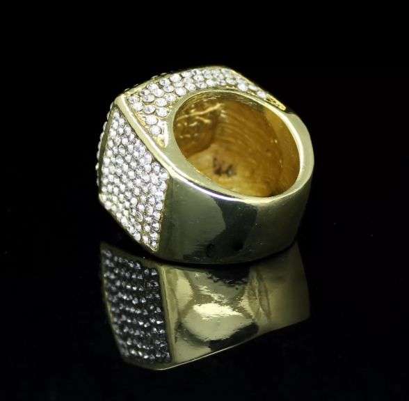 Men's Bold 14 Kt Gold Plate 17.5 Cttw Lab Simulated Diamond Ring