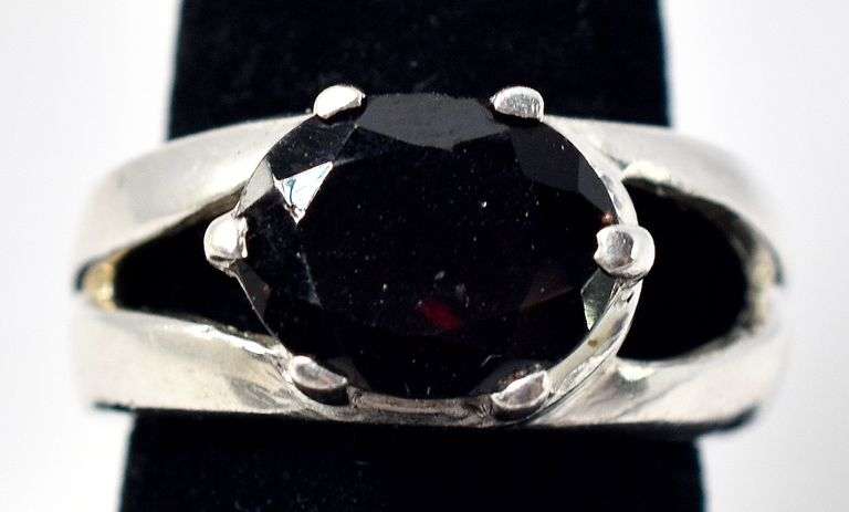 Deep Red Gemstone Ring in Sterling Silver