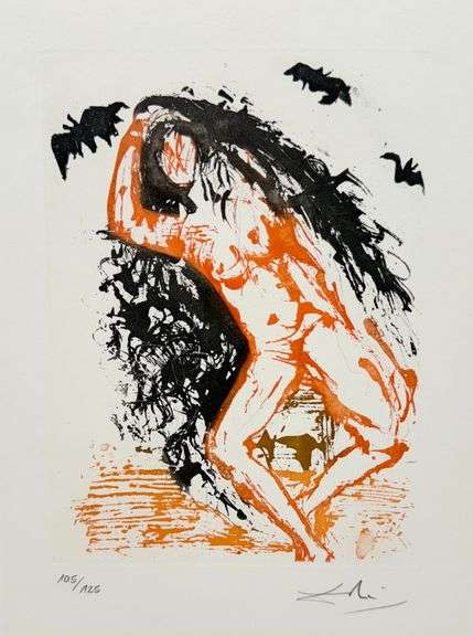 Rare Pencil Signed Salvador Dali Original Aquatint from 'Eight Mortal Sins', 1966