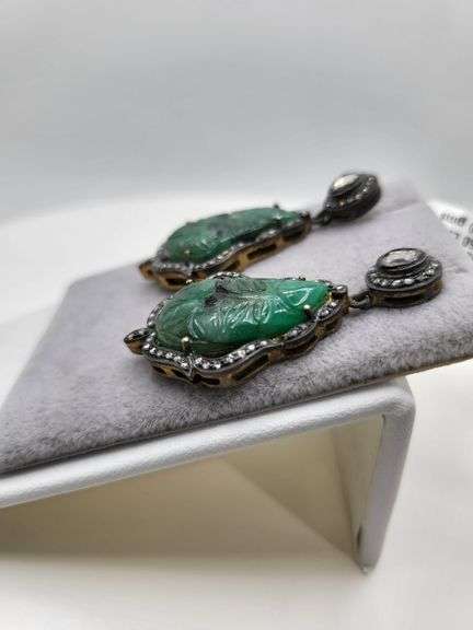 Handmade Elegant Earrings with 17.5ct Natural Colombian Emeralds & 1.00ct Diamond Accents
