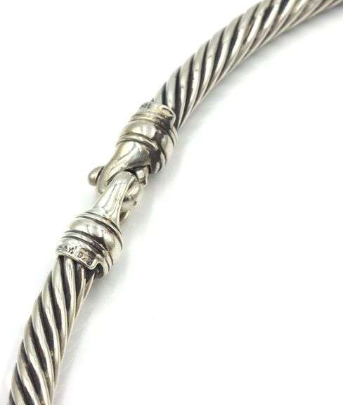 David YUrman Albion cable two tone black onyx and diamond choket necklace in 925 sterling silver