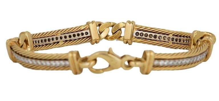 Padani 1.00ctw Diamond Two Tone Rope Link Bracelet in 18K