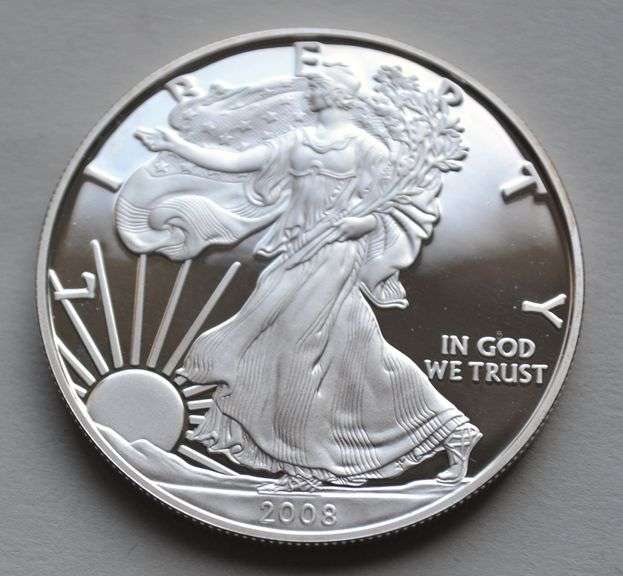 2008 W  Proof  Silver Eagle W Box And Paper
