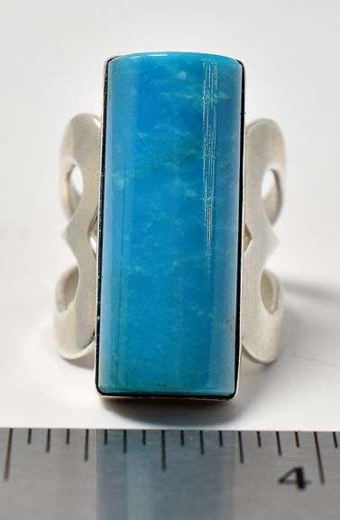 Large Turquoise Gemstone Ring in Sterling Silver
