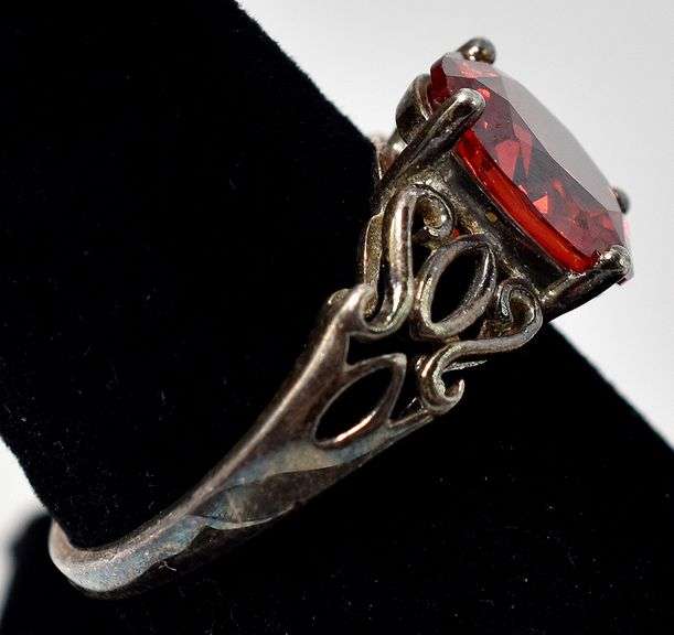 Bright Red Gemstone Ring in Sterling Silver