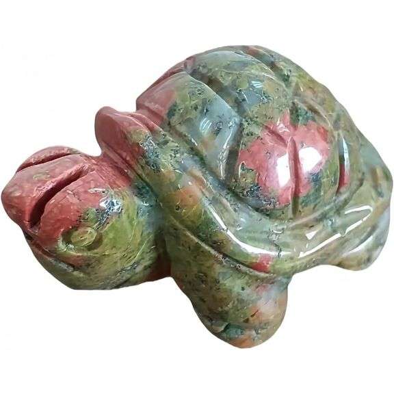 Hand-Carved Unakite Turtle Gemstone