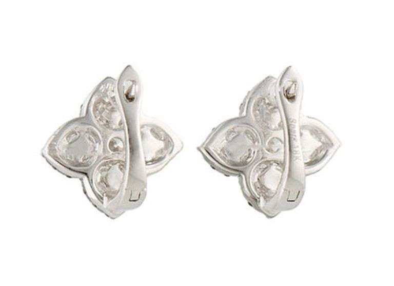 New 1.35ctw White and Black Diamond Clover Frame Stud Earrings in 18K