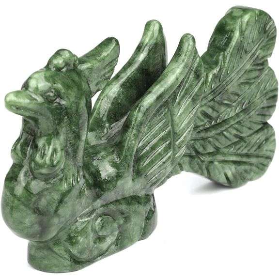 Hand-Carved Jade Phoenix Natural Stone