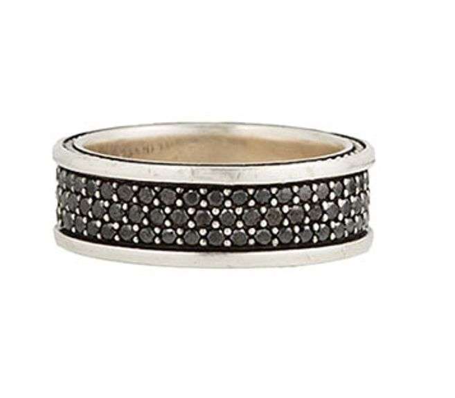 Gents David Yurman 1.94ctw Black Diamond Triple Row Band Ring in Sterling