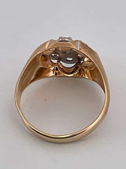 MENS CERTIFIED BRAND NEW 14K GOLD AND DIAMOND CLUSTER RING