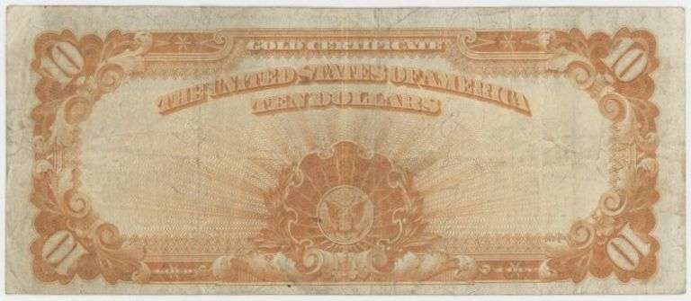 Colorful 1922 Series Large Size $10 Gold Certificate