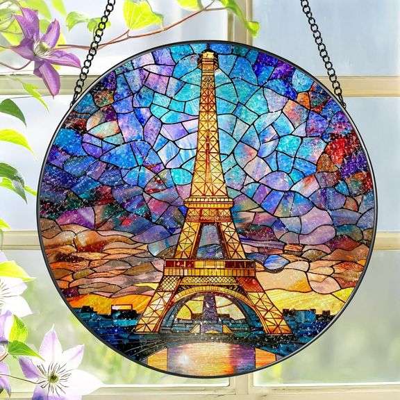 Eiffel Tower 8-Inch Stained Glass Suncatcher