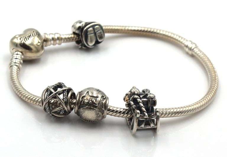 Set of Pandora charm bracelets in 925 sterling silver