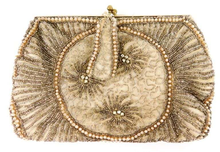 Antique Glass Beaded Evening Bag