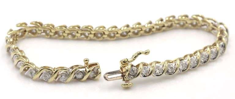10kt Yellow gold 2ctw diamond tennis bracelet
