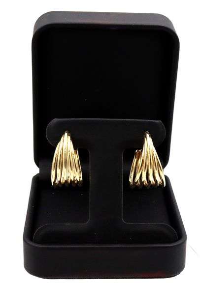 14kt Yellow gold 5 row J hoops