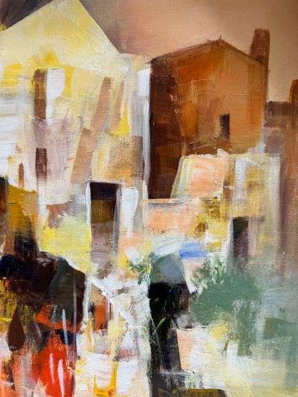 Abstracted Mediterranean Village Painting