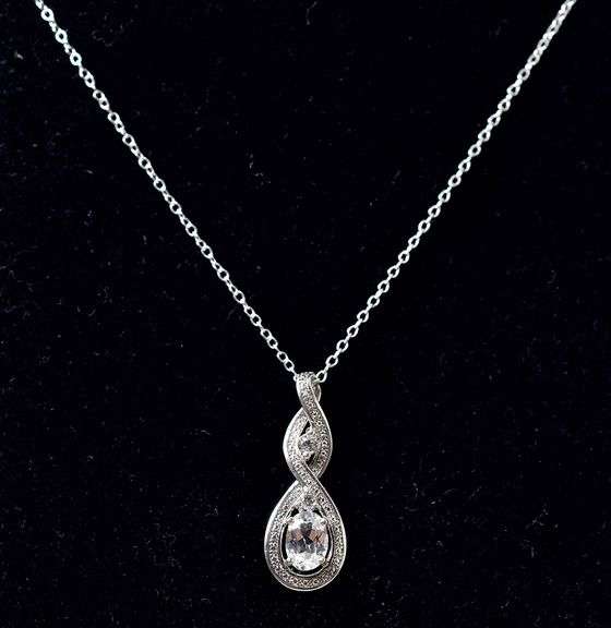 Sapphire Gemstone and Diamond Pendant Necklace in Sterling Silver