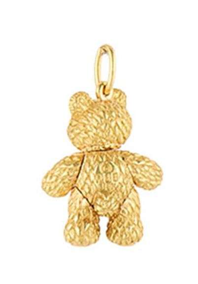 Robert Bielka 0.03ctw Diamond and 0.15ctw Pink Sapphire Teddy Bear Pendant in 18K