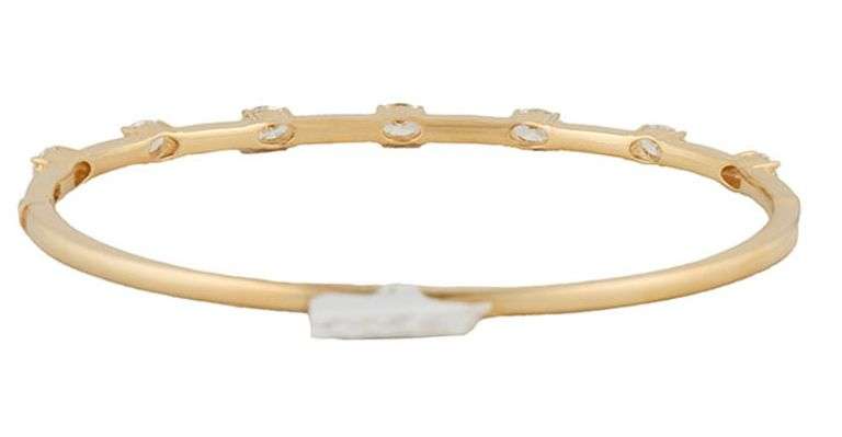 New 1.35ctw Oval Diamond Bar Station Bangle Bracelet in 18K