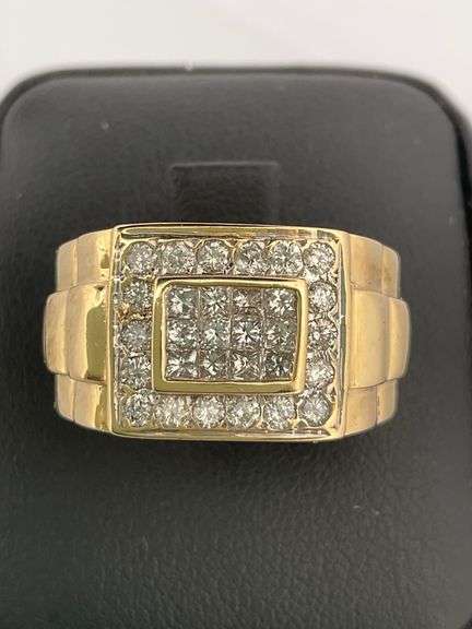 MEN'S BRAND NEW CERTIFIED DIAMOND RING, 14K GOLD
