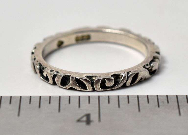 Relief Cut Thin Band Ring in Sterling Silver
