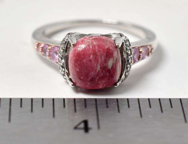 Thulite Gemstone Ring in Sterling Silver