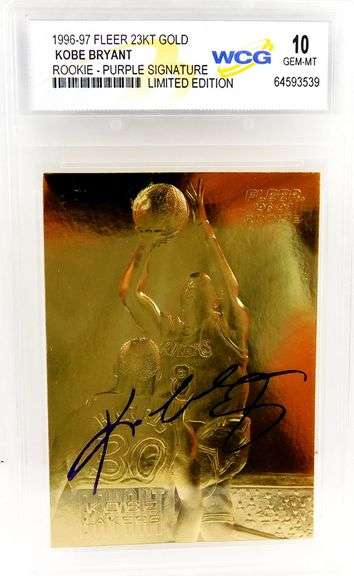 Kobe Bryant Rookie Purple Signature Basketball Card, 10 Gem MT