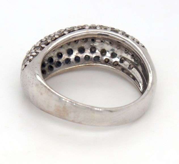14kt White gold Levian chocolate and white diamond pave wave ring