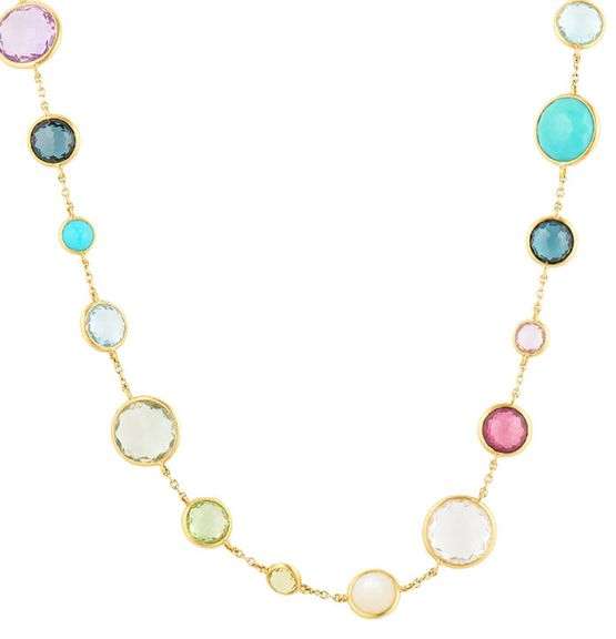 Ippolita Lollipop Lollitini Multi-Color Gemstone Bezel Set Station Necklace in 18K