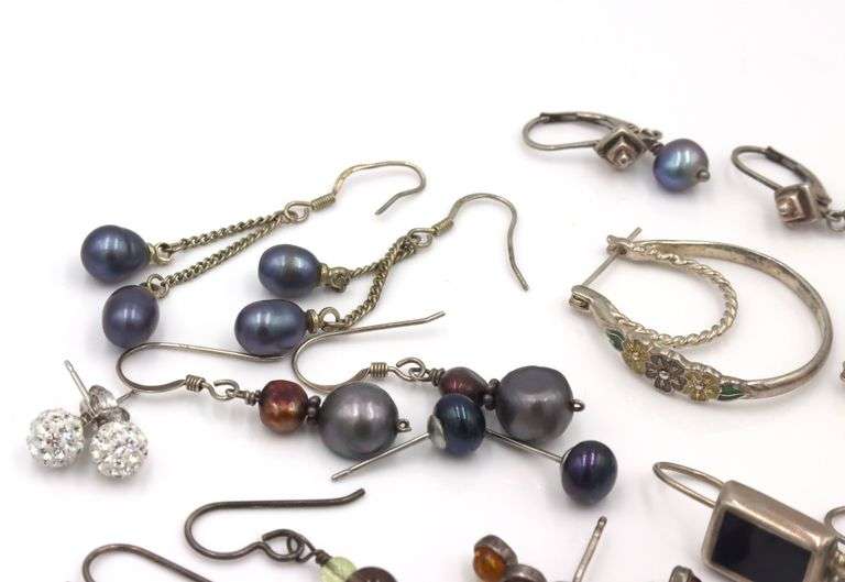 Lot of Vintage 925 sterling silver gemstone earrings
