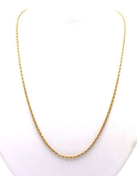 Sturdy 14K YG Textured Oval Link Necklace