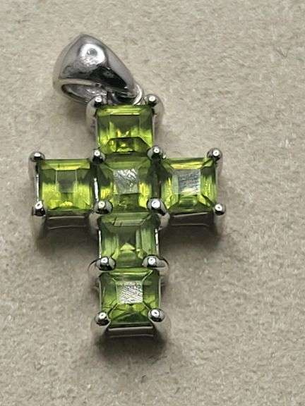 2 Pendents Over 5ctw each Sapphire on 14k white gold  cross pendent
