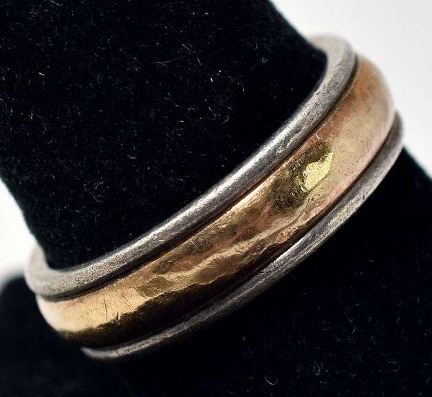 Band Ring with 14k Gold Accent in Sterling Silver