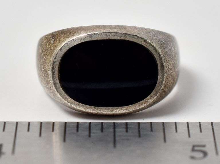 Onyx Band Ring in Sterling Silver