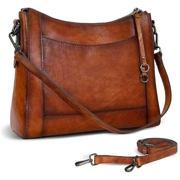 Genuine Leather Crossbody Satchel Purse
