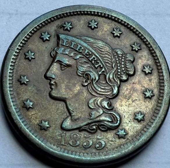 1855 Upright 5 Large Cent.