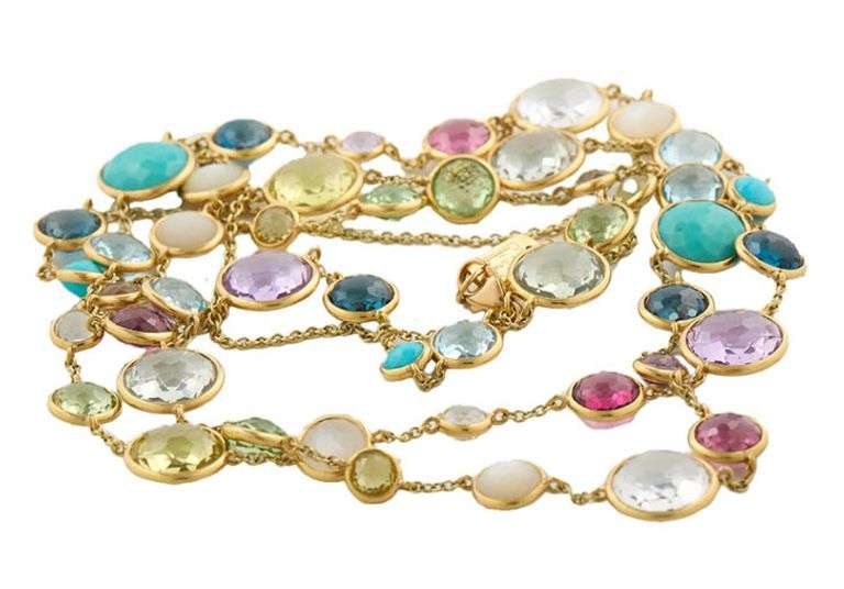 Ippolita Lollipop Lollitini Multi-Color Gemstone Bezel Set Station Necklace in 18K