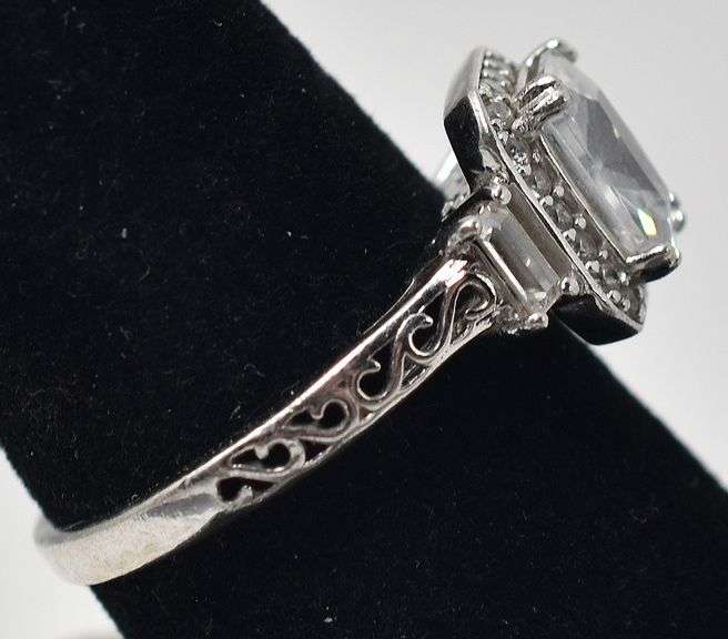 Cz Band Ring with Accents in Sterling Silver