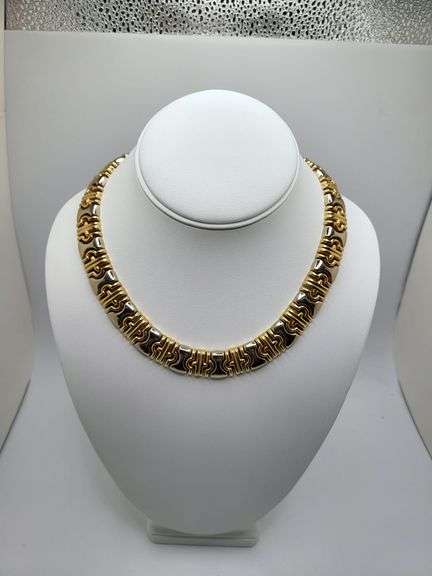 Hand made Italian two tone 14k gold necklace