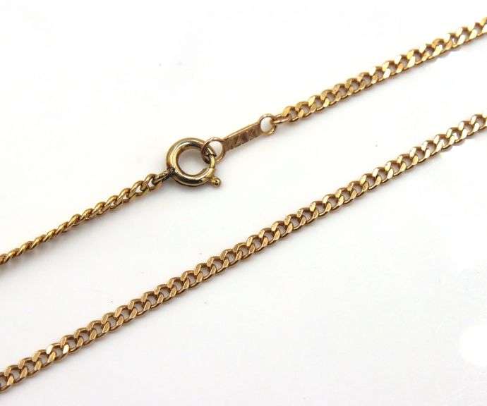 14kt Yellow gold Flat curb link chain necklace